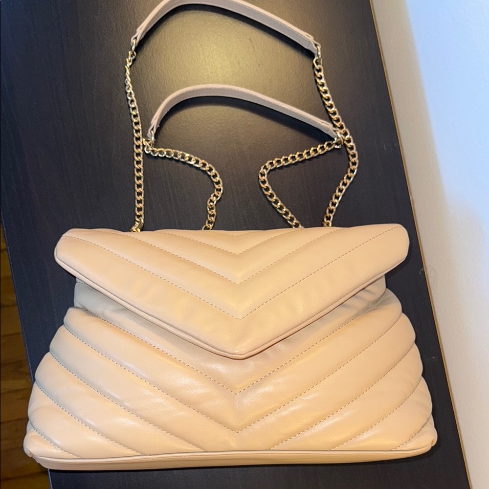 SHEIN Tan Gold Quilted Shoulder Bag